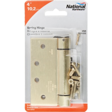 National Hardware 4'' Square Satin Brass Spring Door Hinge N184-572