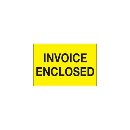 Bubblefast 2 x 3'' - ''Invoice Enclosed'' Fluorescent Yellow Labels BFDL1204
