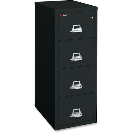 Fire King Fireking Fireproof 4 Drawer Vertical File Cabinet - Legal Size 21"W x 25"D x 53"H - Black 42125 CBL