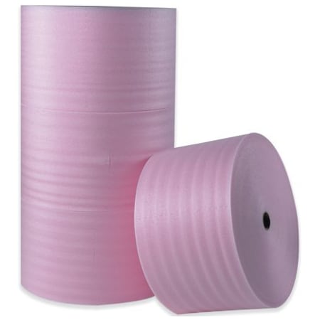 Partners Brand Anti-Static Foam Roll, 550 ft Roll Length, 18 in Roll Width, Pink, 4 Rolls Per Bundle FW18S18AS