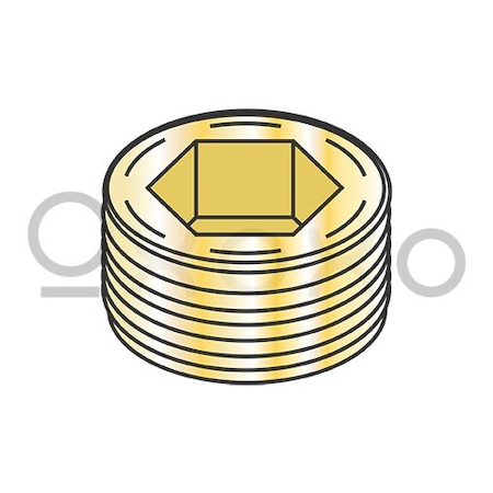 Oxoxo 1/16 Flush Seating Socket Pipe Plug Brass, 100PK 100269