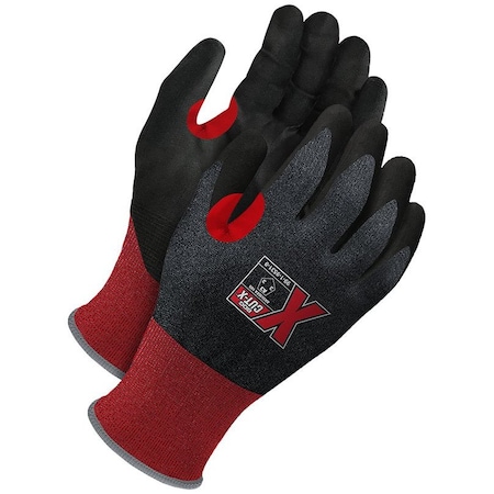 Bdg Coated Gloves, Polyurethane, Smooth, Palm, 3 Abrasion Level, Gray/Red, XS 1 PR 99-1-9531-6-K