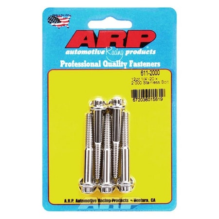 Arp 611-2000 0.25-20 x 2 in. Stainless Steel 12 Point Bolt Kit - Set of 5, 5PK ARP611-2000