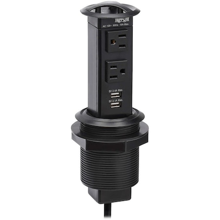 Eaton Tripp Lite Series Power It 2-Outlet Pop-Up Power and Charging Dock - 2x USB-A, 6 ft. Cord,  PS22POPAM