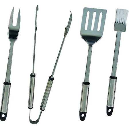 Omaha Barbecue Tool Set with Handle and Hanger, 1.5 mm Gauge, Stainless Steel Blade, Stainless Steel Q-430A3L