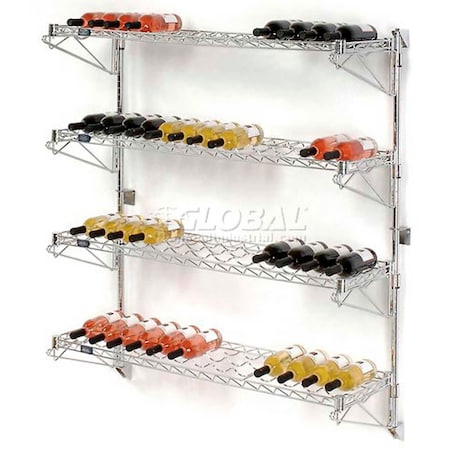 Global Industrial Wine Bottle Rack - Wall Mount 52 Bottle 48" x 14" x 54" 797156