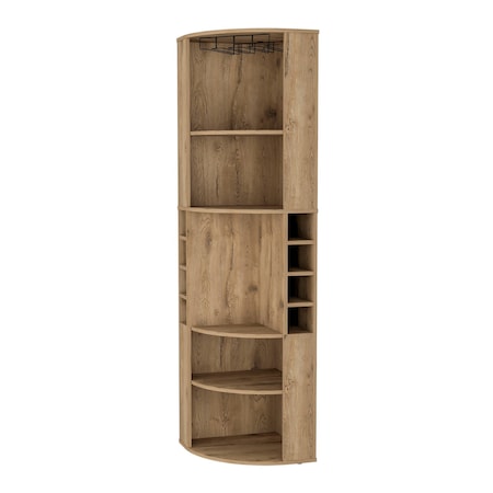 Homeroots 71" Natural Wood Corner Bar Cabinet 552281