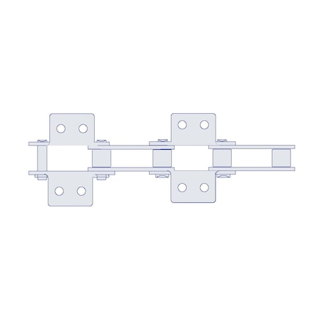 Hkk Chain HKK Double Pitch Riv Standard Conveyor w/K-2 Att Every 2nd P on Pin Link, 1.25P, .4 Dia x 3/8 W DC050RK2E2P