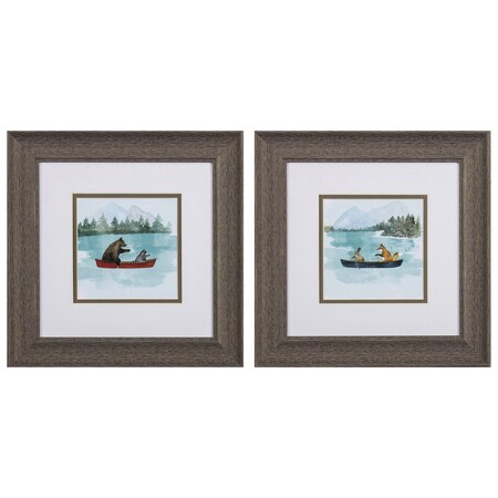 Homeroots Set Of Two Bear Lake Brown Framed Print Wall Art, 2PK 472002