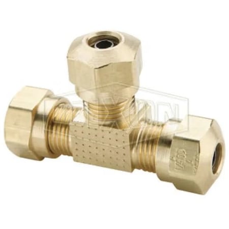 Dixon Air Brake Union Tee, 7/16-24 x 1/4 in, Straight Thread x Tube, Brass, Domestic 64NAB4