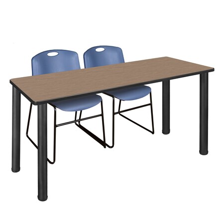 Regency Kee Training Table W/ 2 Zeng Chairs, 60 in W, 24 in L, Noble Oak MT6024NOBPBK44BE
