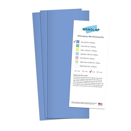 Nanolap PSA Lapping Film, 3 Pc 40 Micron (300 Grit), 4-0.25 in x 11 in Microfinishing Fine Sanding Paper 61602N