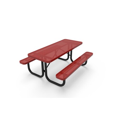 Mytcoat 6ft Rectangular Portable Outdoor Table, Red, Seats 6, Punched Steel, Textured Coating 804066
