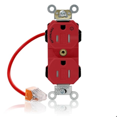 Leviton Straight Blade Receptacle, 5-15R, 15 A, 125V AC, Self-Grounded MT562-1CR