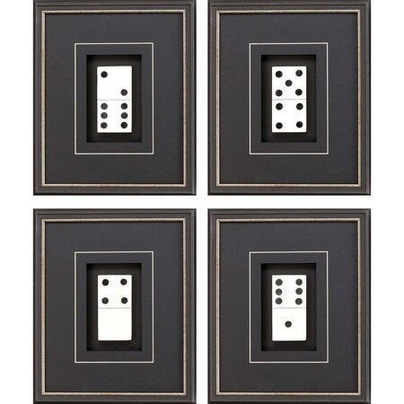 Homeroots Set Of Four Dominoes Black Framed Print Wall Art, 4PK 525539