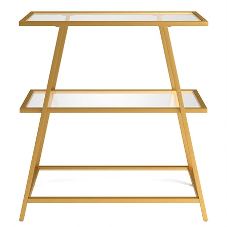 Homeroots 36" Gold Metal And Glass Three Tier Etagere Bookcase 527600