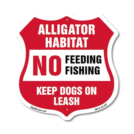 Signmission Alligator Warning Shield Sign Alligator, 12 Inch X 12 Inch, Aluminum Metal Sign SHI-A-12-357