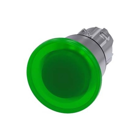 Siemens Illuminated mushroom pushbutton, 22 mm, round, metal, shiny 3SU1051-1BA40-0AA0-ZY15
