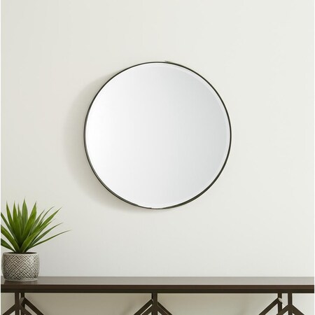 Homeroots 24" Gold Metal Round Accent Mirror 607279