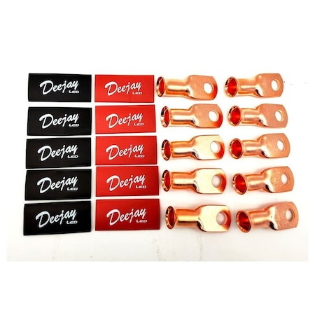 Deejay Led Crimp Connector Style for 2 Gauge Wire PINK/BLACK insulators, 10PK TBH2GA10PINKBLK