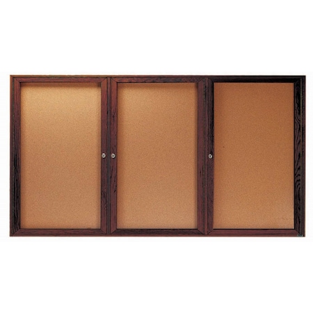 Aarco Enclosed Bulletin Board Red Oak Frame Walnut Stained, 48''Hx96''W WBC4896-3R