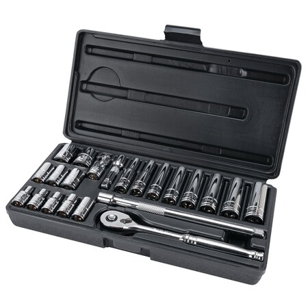 Performance Tool 22-Pc 1/4 In Dr. Metric Socket Set Tool Set, W36904 W36904