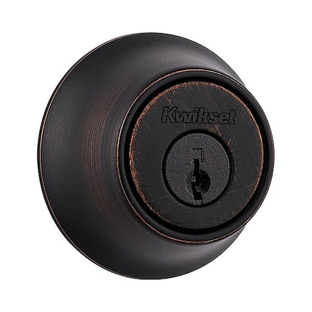 Kwikset Single Cylinder Deadbolt, 1" L Throw, Zinc 665-11P-RCAL-rcs/5303