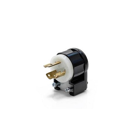 Leviton Locking Plug, L6-15P, 15 A, 250V AC, Single Phase, 2 Pole, Screw Terminals, Black, White 4570-CA