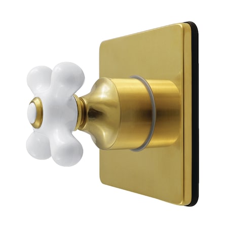 Kingston Brass Single-Handle Six-Way Diverter Valve with Square Trim Kit, Brushed Brass KS4047PX