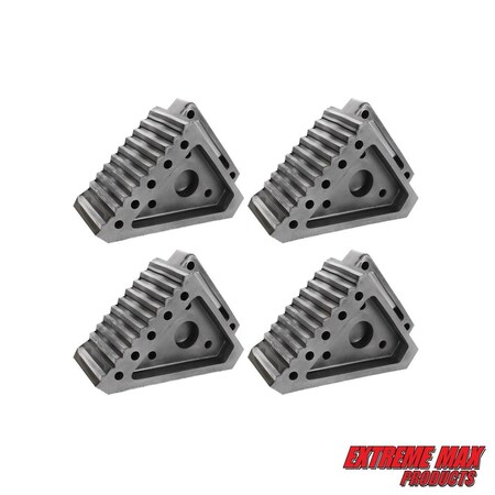 Extreme Max 5001.5772.4 Heavy-Duty Solid Rubber Wheel Chock with Handle - Value 4-Pack 5001.5772.4