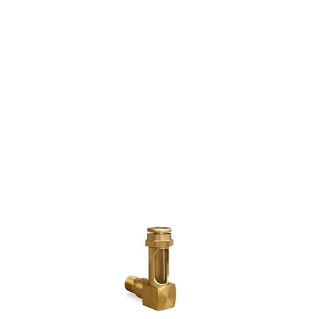 Oil-Rite Vented Short Elbow Brass Gauge - 1 1/32in., 1/4in. Male NPT, 1/2in. dia B1138-2