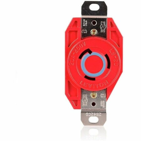 Leviton Locking Receptacle, 20 A, 250V AC, Red 2320-R