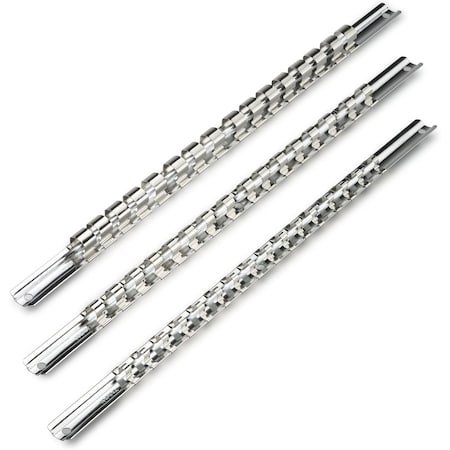 Neiko Socket Holder Rail, 3 Piece Organizer Set, 1/4, 3/8 and 1/2'' Drive 03969A