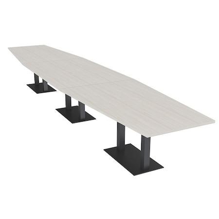 Skutchi Designs Hexagon Conference Table With Power Unit, 48 in W, 216 in L, Ivory HAR-HEX.IR-48X216-DOU.BK-K458-NA