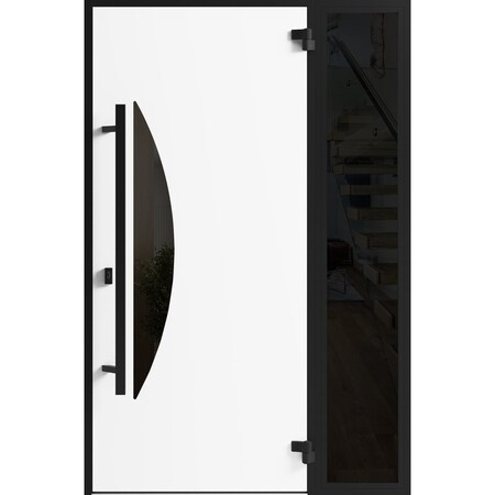 Vdomdoors Front Exterior Prehung Steel Door Ronex1077 Teak Sidelight Exterior Window Sidelite Entry Metal RONEX1077EXD-OAK-W36+14 X H80-LH-I