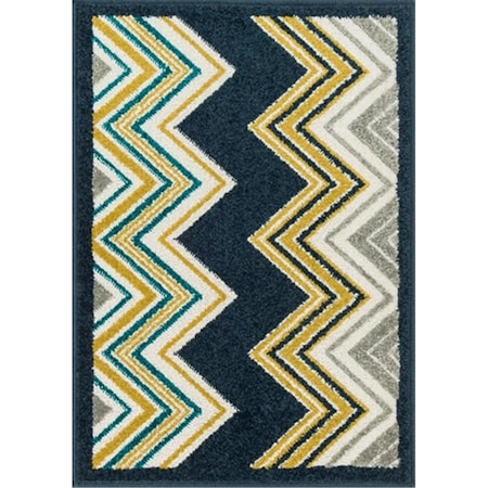 Loloi 3 ft. x 3 ft. Terrace Round Shape Power Loomed Area Rug, Navy and Multi TERCHTC11NVML300R