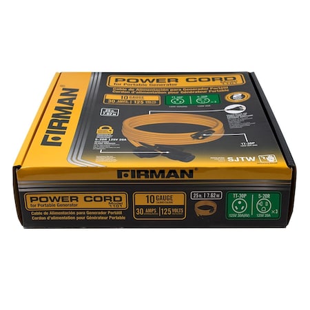 Firman 30A Generator Power Cord - TT-30P to 3x5-20R FI460554