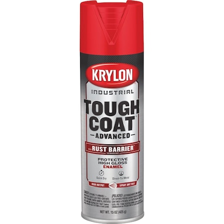Krylon Industrial Tough Coat 15 Oz. Gloss Bright Red Rust Barrier Spray Enamel K00649008