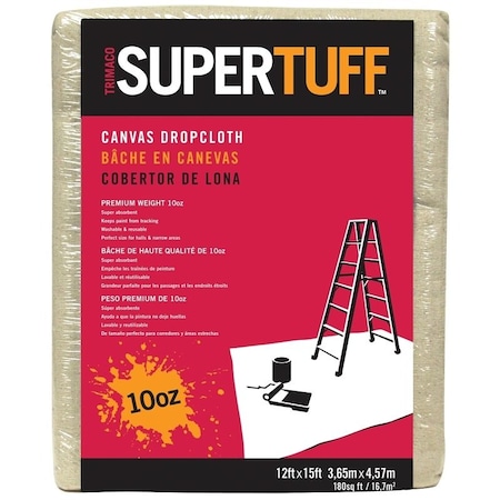 Triamco Trimaco SUPERTUFF Drop Cloth, 15 ft L, 12 ft W, Canvas, Tan 51123