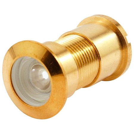 Defender Security Door Viewer, 130 deg Viewing, 1-3/4 to 2-3/8 in Thick Door, Brass, Brass U 9896
