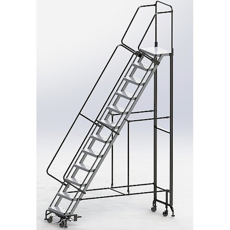 Ballymore 13 ft H Aluminum Rolling Ladder, 12 Steps, 450 lb Load Capacity HY-LA-123214P