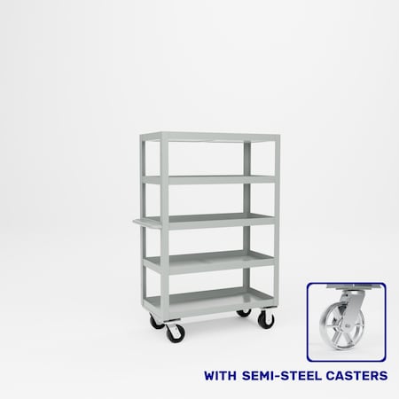 Pucel Expanded Metal Stock Cart, Five Shelf, 36 in W x 18 in D x 56 1/4 in H, Black X-1836-S