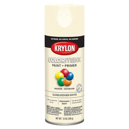 Krylon 12 Oz K05516007 Dover White COLORmaxx Paint & Primer Spray Paint, Gloss K05515007