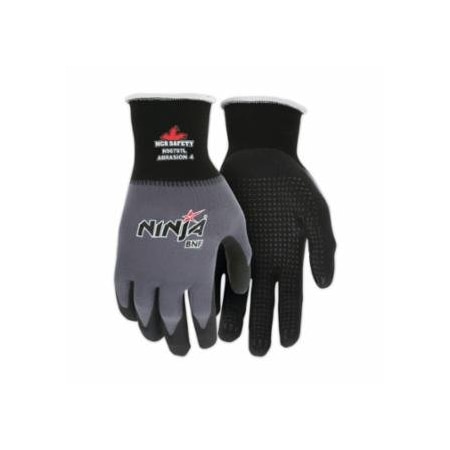 Mcr Safety Ninja N96797 15-ga Nylon/Spandex BNF with Dotted NFT Coated Gloves, X-Large, Black/Gray, 12PK 127-N96797XL