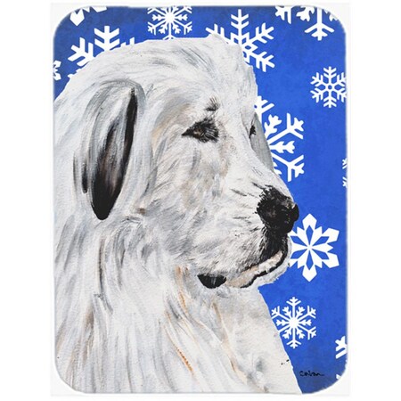 Carolines Treasures Great Pyrenees Large Size Winter Snowflakes Glass Cutting Board SC9786LCB
