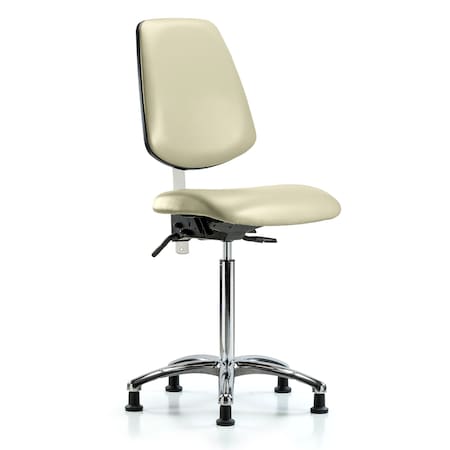 Blue Ridge Ergonomics Clean Room Chair Vin Med Ben Chair, Med, Bk, Wht, CL100, No Arms, 22" to 29" Height, Vinyl, Adobe White BR-NCR-VMBCH-MB-CR-T0-A0-NF-RG-8501