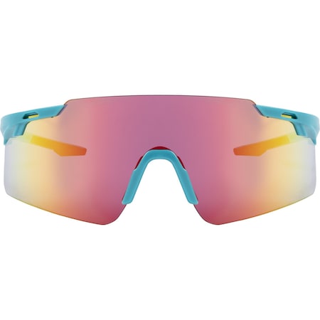 Ironwear Scratch Resistant UV Blocking Safety Glasses with Curved Lens, Teal, Red Mirror 3595-T-RM