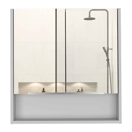 Homeroots 24" White Wood Floating Single Door Bathroom Vanity And Medicine Cabinet With Mirror 478205