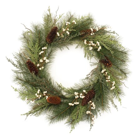 Homeroots 29" Green And Brown Christmas Pine Artificial Wreath 634635