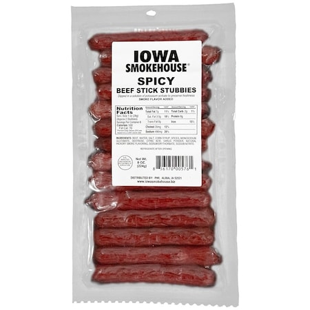 Iowa Smokehouse STICK BEEF STUBBIES SPICY 8OZ IS-8BSTS